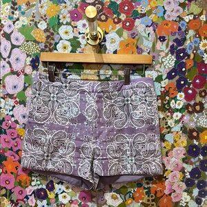 Violetta Bandanna  High Waist Purple Shorts with Mosaic Design